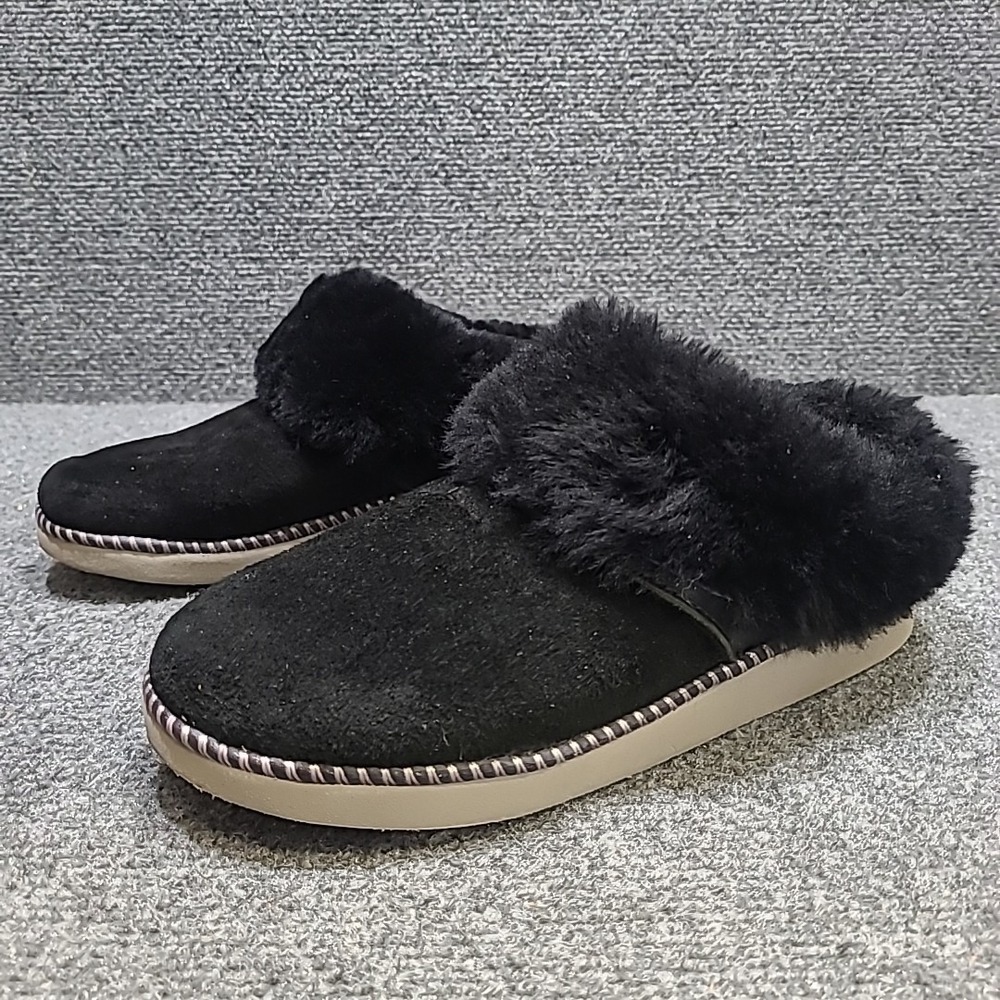 Olukai Kui Suede Sheep Fur Slippers Black Women's Size 6